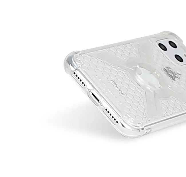 Cube-Intuitive iPhone 11 Pro/X/XS X-Guard, Clear Grey Bones Infinity mount Cover. (MA16-0018)