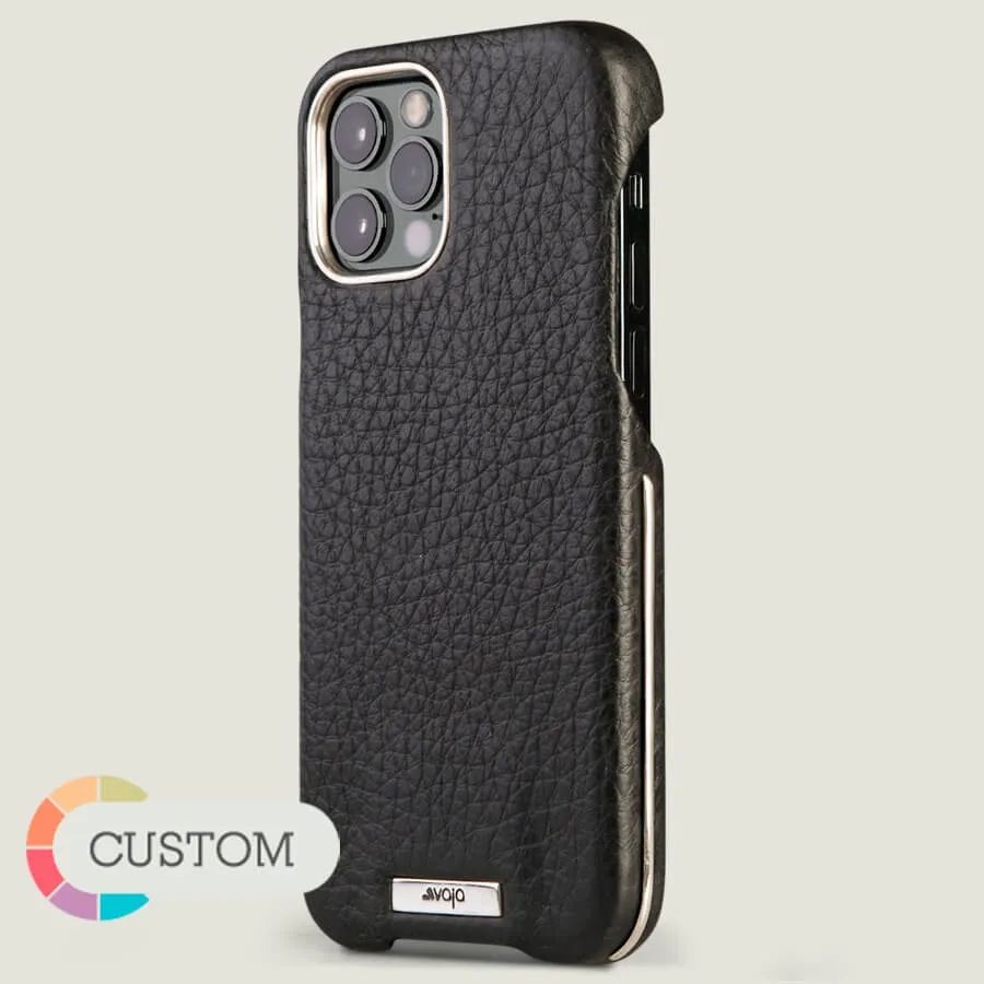 Customizable Silver Grip iPhone 12 Pro Max Leather Case