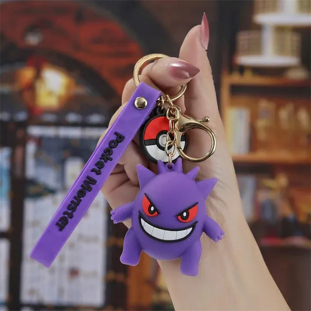 Cute 3D GENGAR Silicone Lanyard Keychain | Adorable Pokémon Accessory