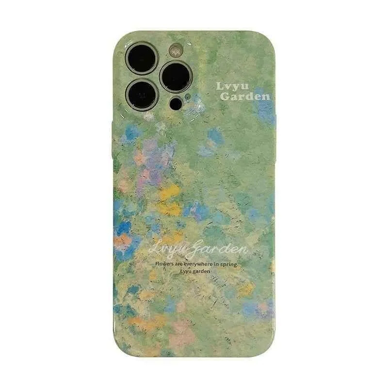 Cute Garden Flowers Oil Painting Phone Case for iPhone 14, 13, 12, 11 Pro Max, XR, XS, 7, 8, and 14 Plus