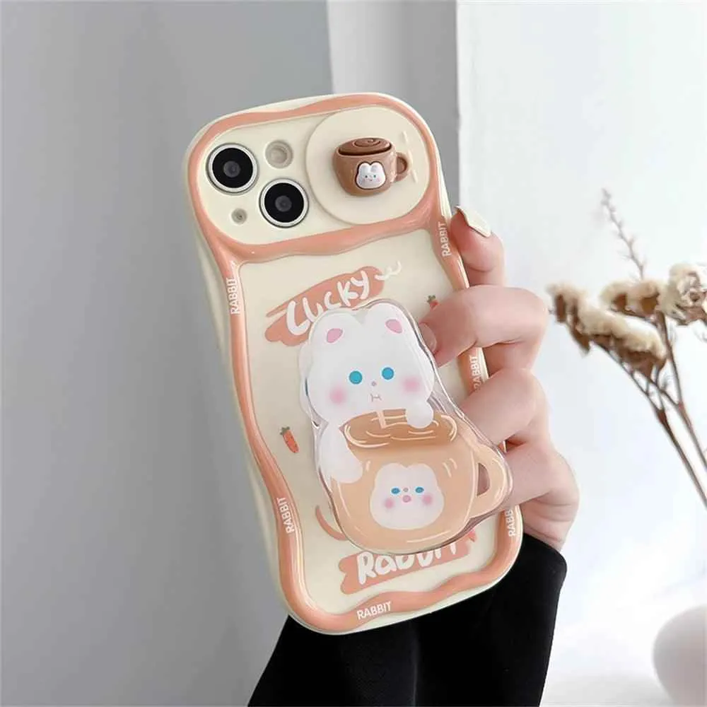 Cute Korean 3D Milk Tea Cartoon Phone Case for iPhone 11, 12, 13, 14, and 15 Pro Max