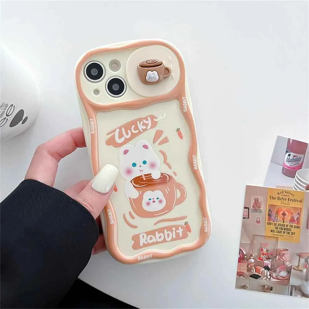 Cute Korean 3D Milk Tea Cartoon Phone Case for iPhone 11, 12, 13, 14, and 15 Pro Max