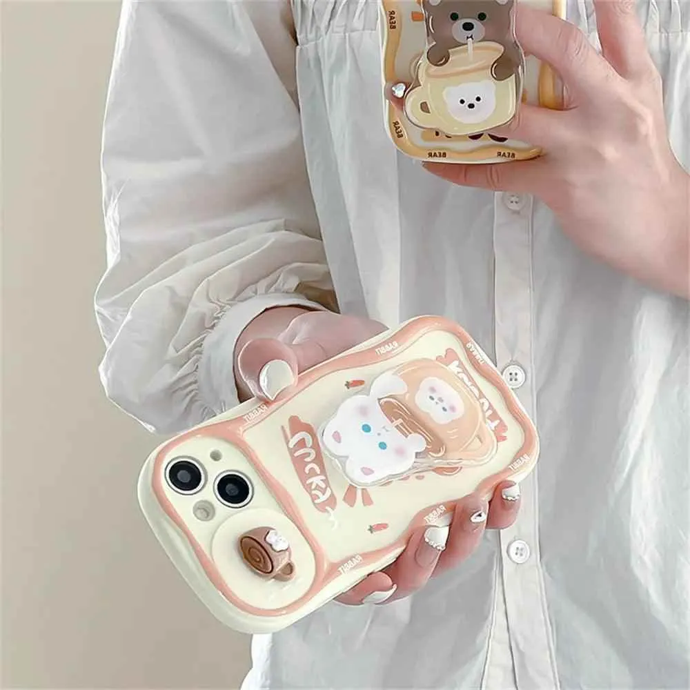 Cute Korean 3D Milk Tea Cartoon Phone Case for iPhone 11, 12, 13, 14, and 15 Pro Max