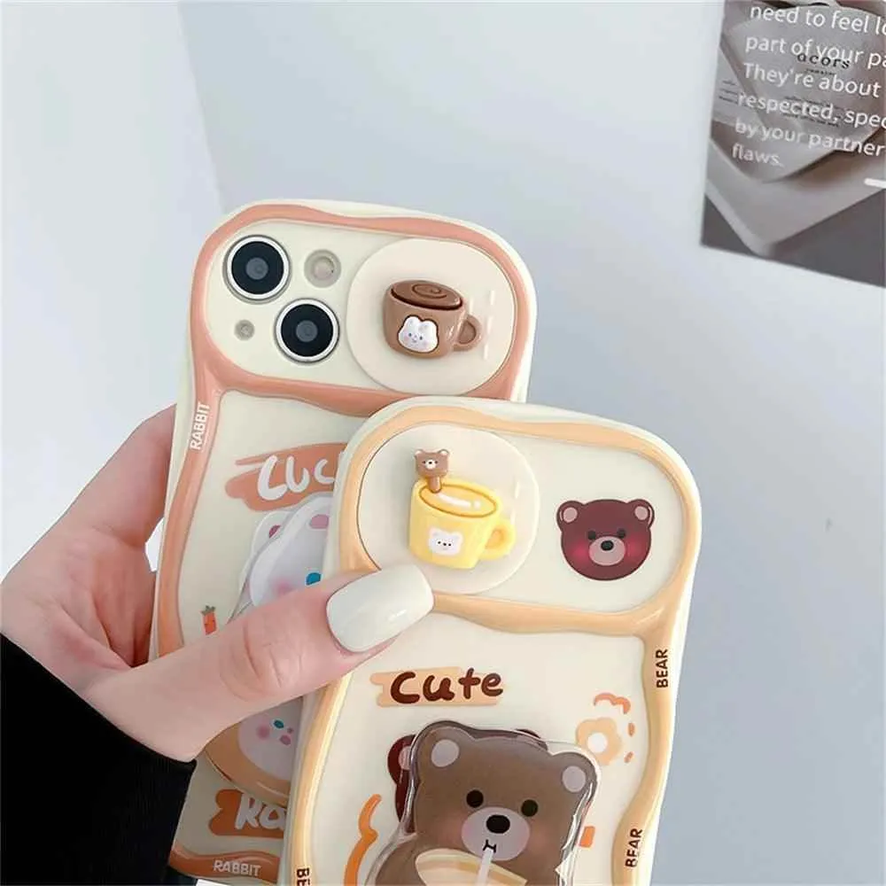 Cute Korean 3D Milk Tea Cartoon Phone Case for iPhone 11, 12, 13, 14, and 15 Pro Max