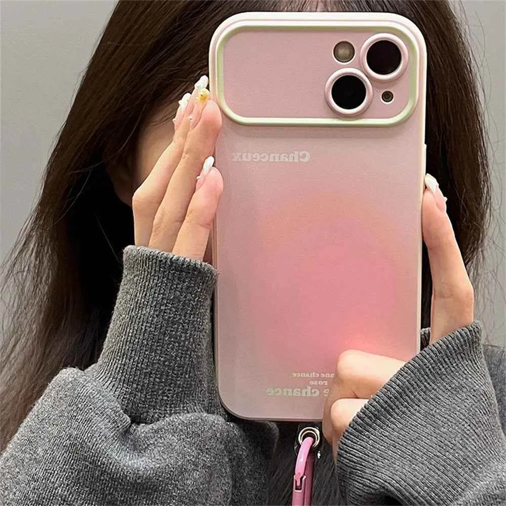 Cute Phone Cases For iPhone 11, 12, 13, 14, or 15 - Large Window Lens Protective Cover with Soft Lanyard - TSP372