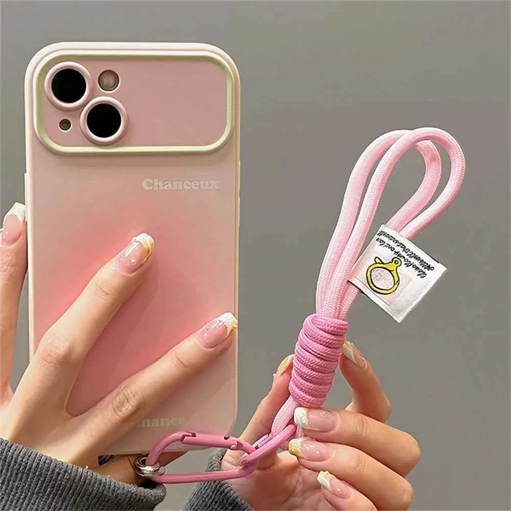 Cute Phone Cases For iPhone 11, 12, 13, 14, or 15 - Large Window Lens Protective Cover with Soft Lanyard - TSP372