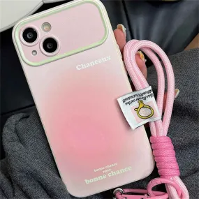 Cute Phone Cases For iPhone 11, 12, 13, 14, or 15 - Large Window Lens Protective Cover with Soft Lanyard - TSP372