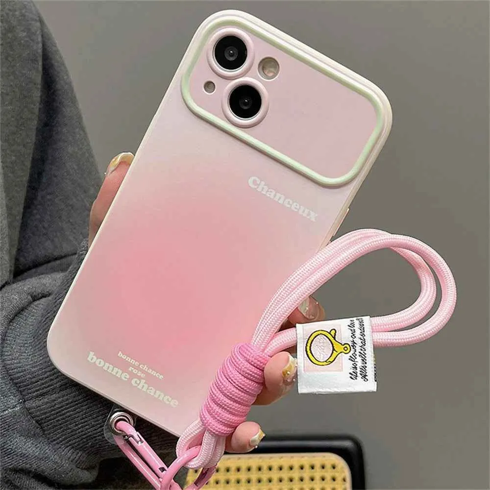 Cute Phone Cases For iPhone 11, 12, 13, 14, or 15 - Large Window Lens Protective Cover with Soft Lanyard - TSP372