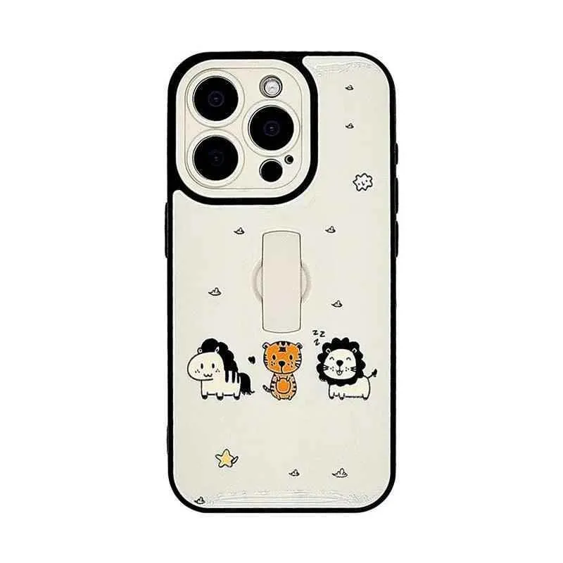 Cute Phone Cases for iPhone 11, 12, 13, 14, or 15 Pro Max - Cartoon Animals Cover With Ring Holder - TSP211