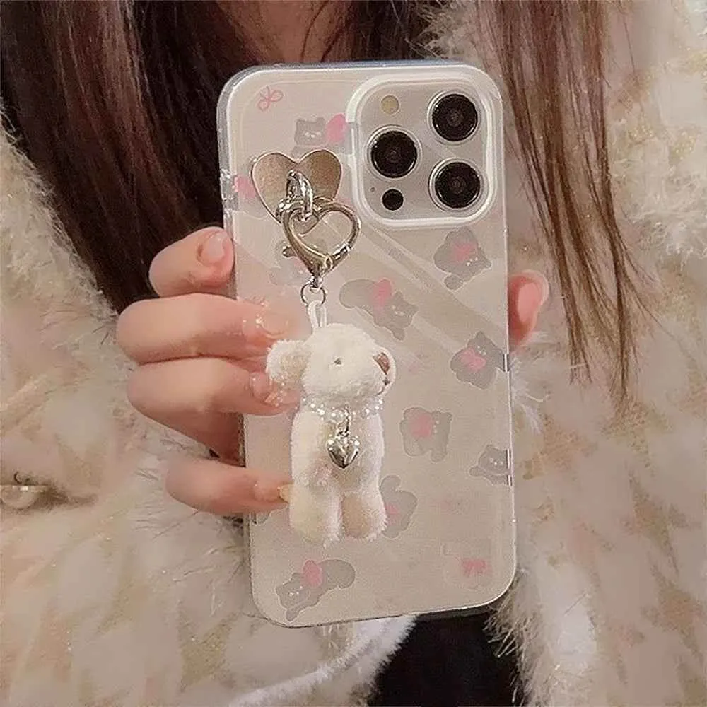 Cute Phone Cases for iPhone 15, 14, 13, 12, and more - Bowknots, Playful Cats, and a Fun 3D Bear Pendant - TSP356