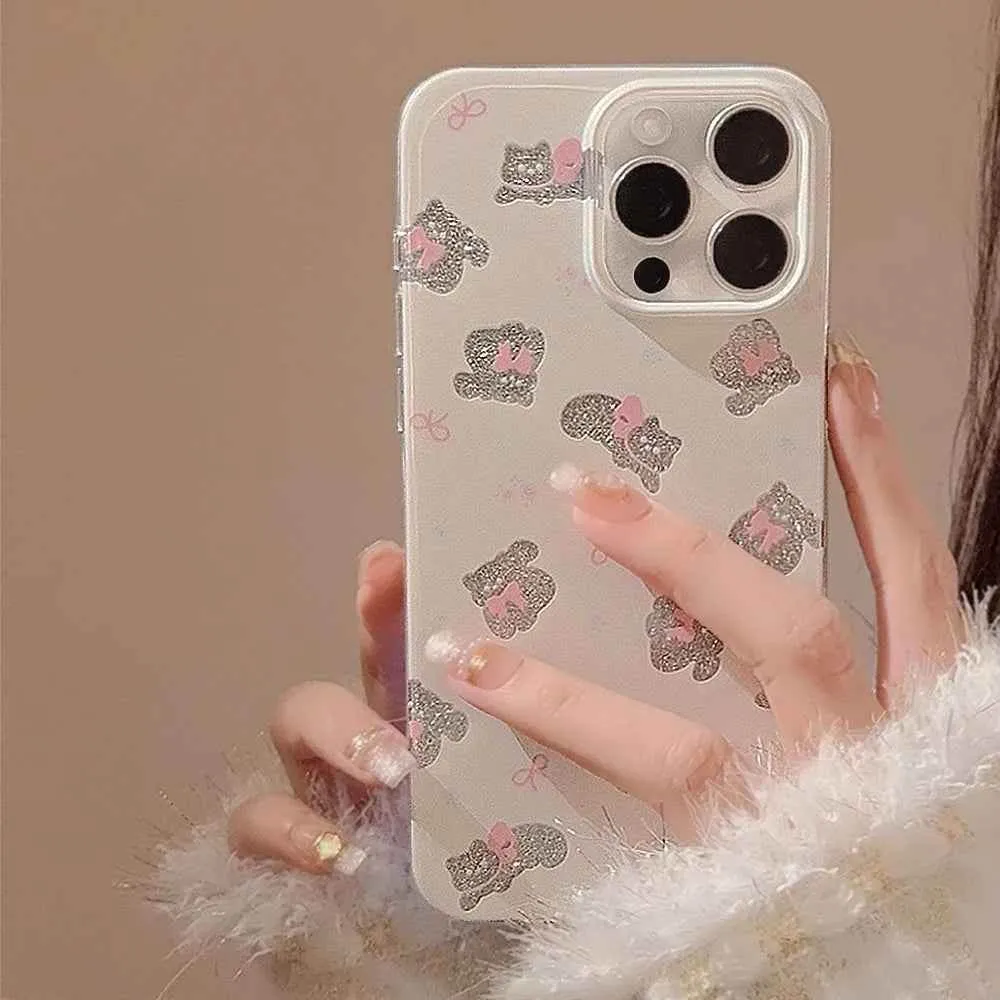 Cute Phone Cases for iPhone 15, 14, 13, 12, and more - Bowknots, Playful Cats, and a Fun 3D Bear Pendant - TSP356