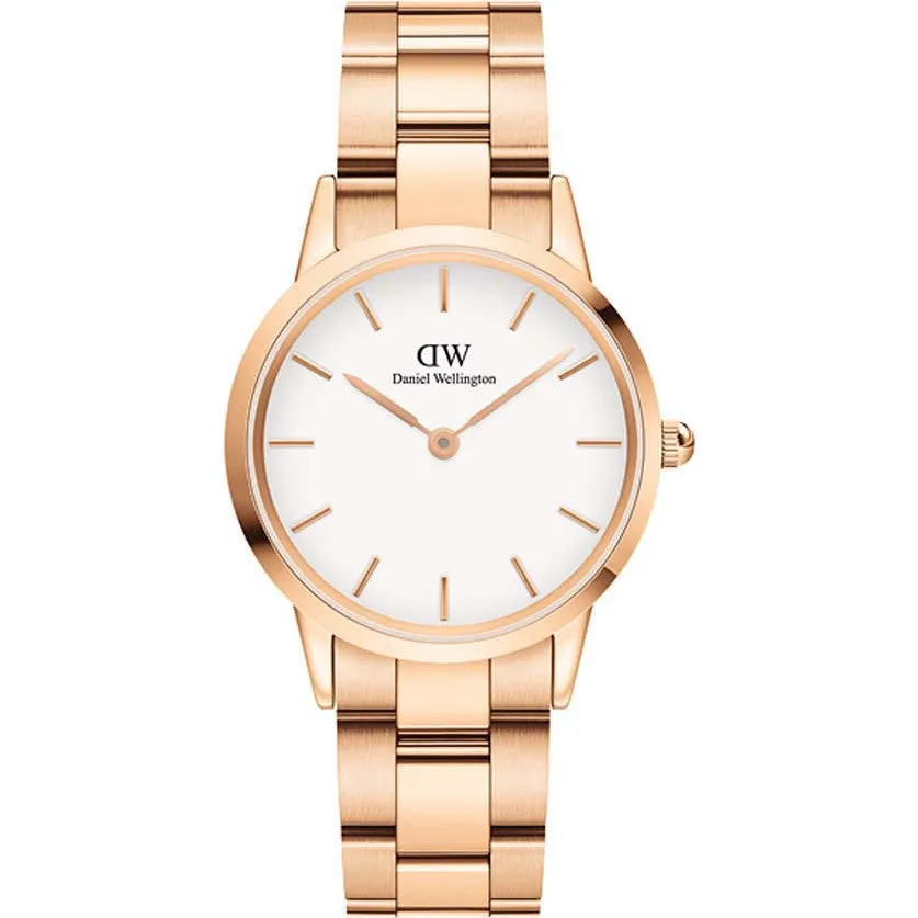 Daniel Wellington Ladies Rose Gold Iconic Link Watch DW00100211