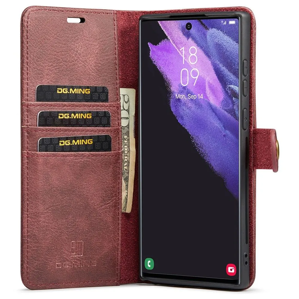 DG.MING Samsung Galaxy S22 Ultra 2-in-1 Wallet Case - Red