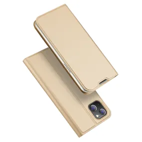 DUX DUCIS Skin Pro Faux Leather Wallet Flip Case for Apple iPhone 14 Plus - Gold