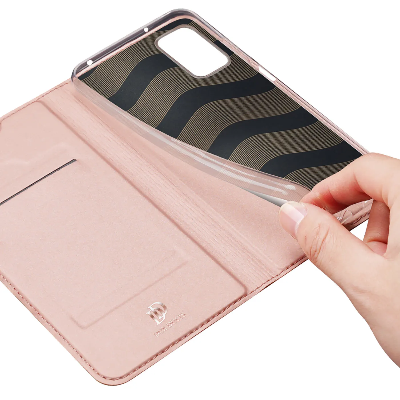 DUX DUCIS Skin Pro Faux Leather Wallet Flip Case for Xiaomi Poco M5 - Rose Gold