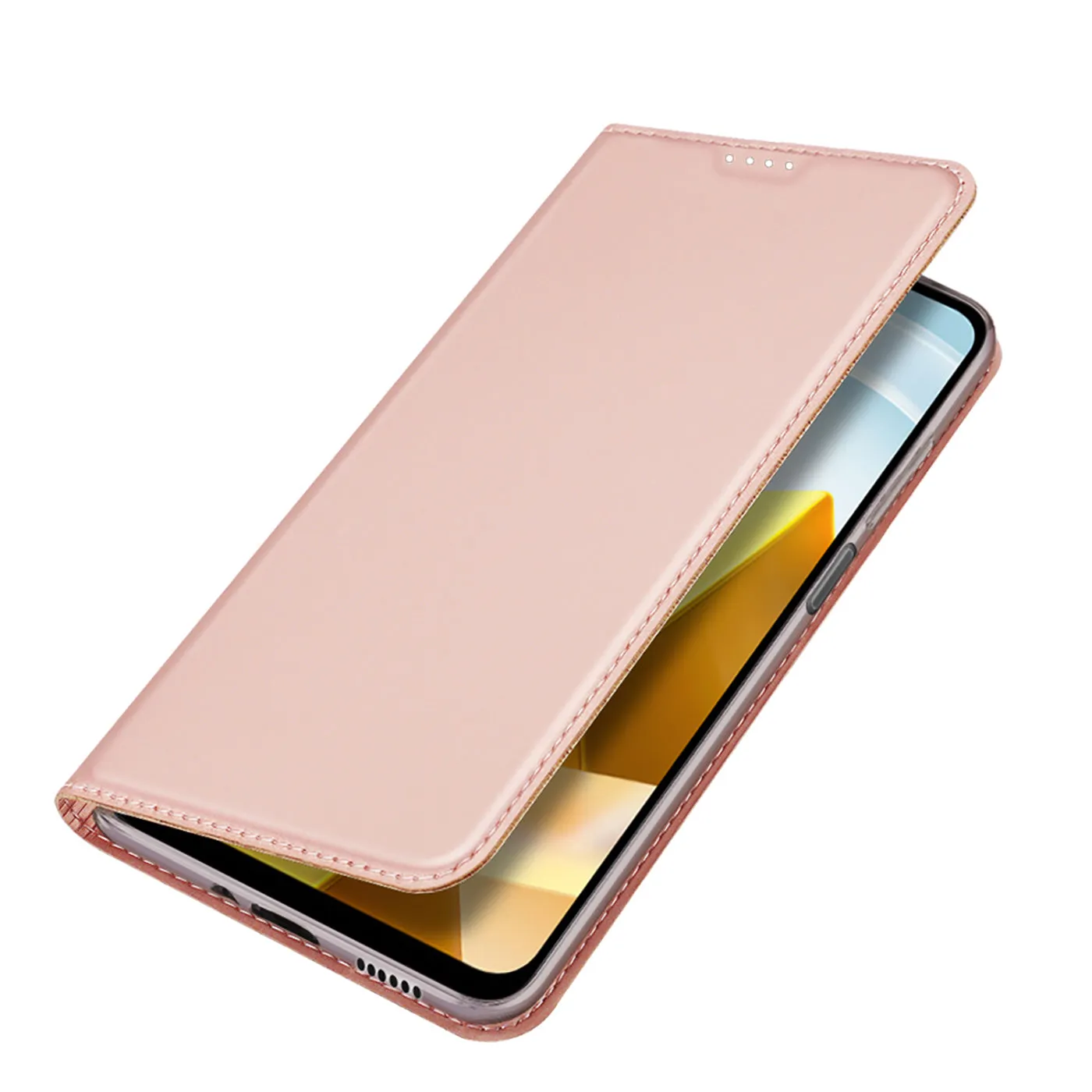 DUX DUCIS Skin Pro Faux Leather Wallet Flip Case for Xiaomi Poco M5 - Rose Gold