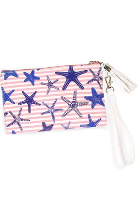 EAB9356 Pink Starfish Print Wallet/Clutch/Wristlet (S)