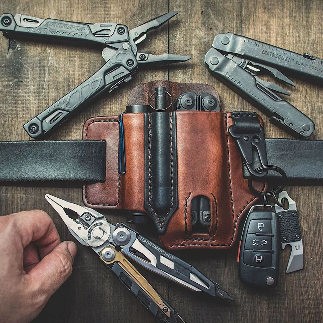 EDC Belt Loop Waist multitool case made of real leather