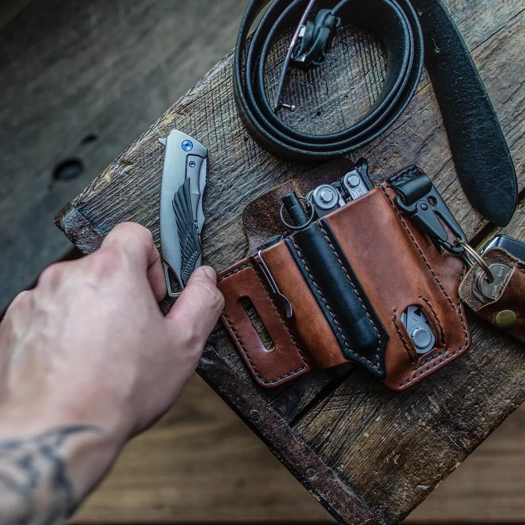 EDC Belt Loop Waist multitool case made of real leather