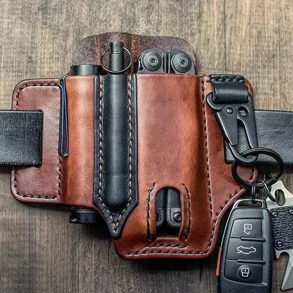 EDC Belt Loop Waist multitool case made of real leather