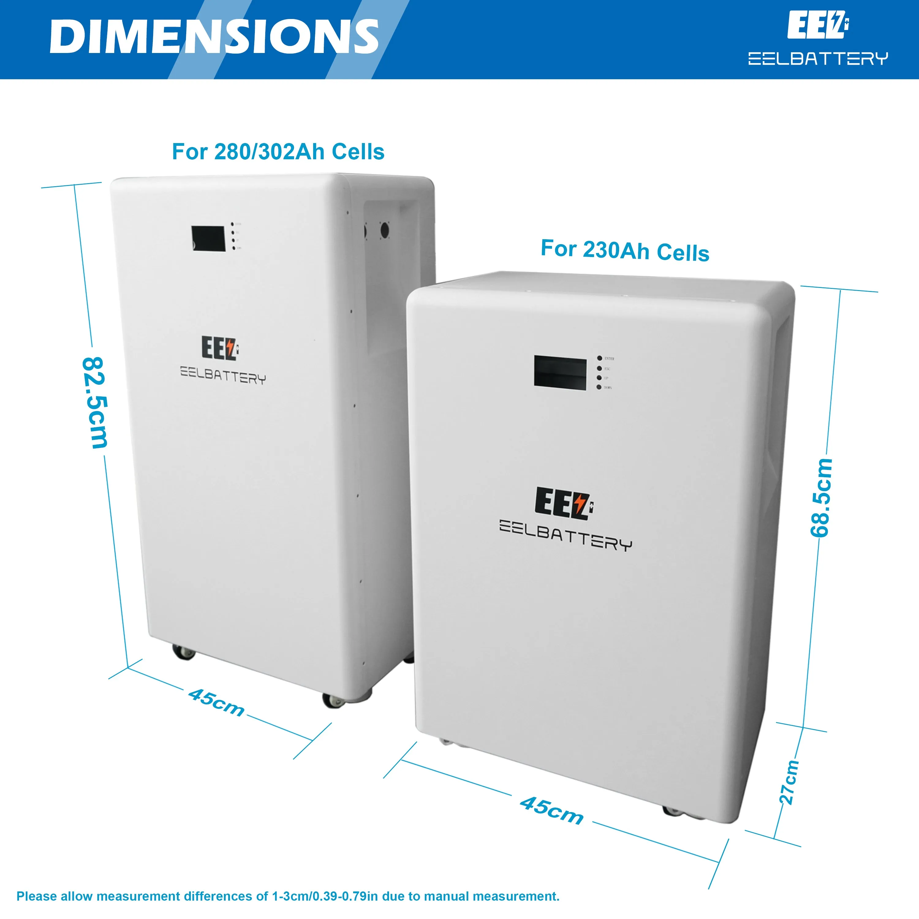 EEL 48V 16S DIY Vertical Battery Box DIY Kits Built-in Smart BMS Standing with Wheels