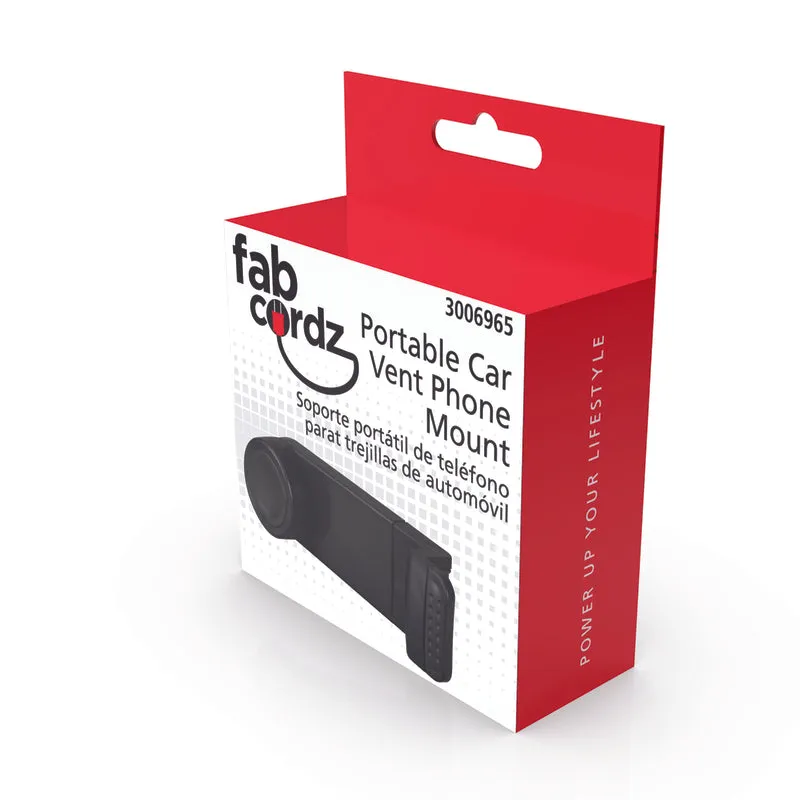 Fabcordz Black Vent Cell Phone Car Vent Mount For All Mobile Devices