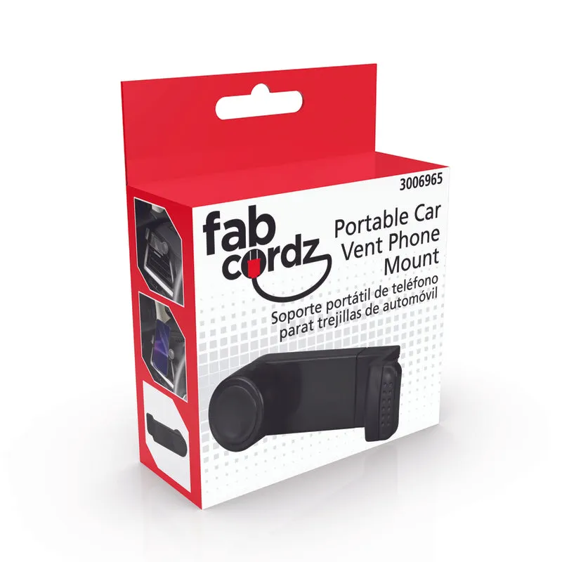 Fabcordz Black Vent Cell Phone Car Vent Mount For All Mobile Devices