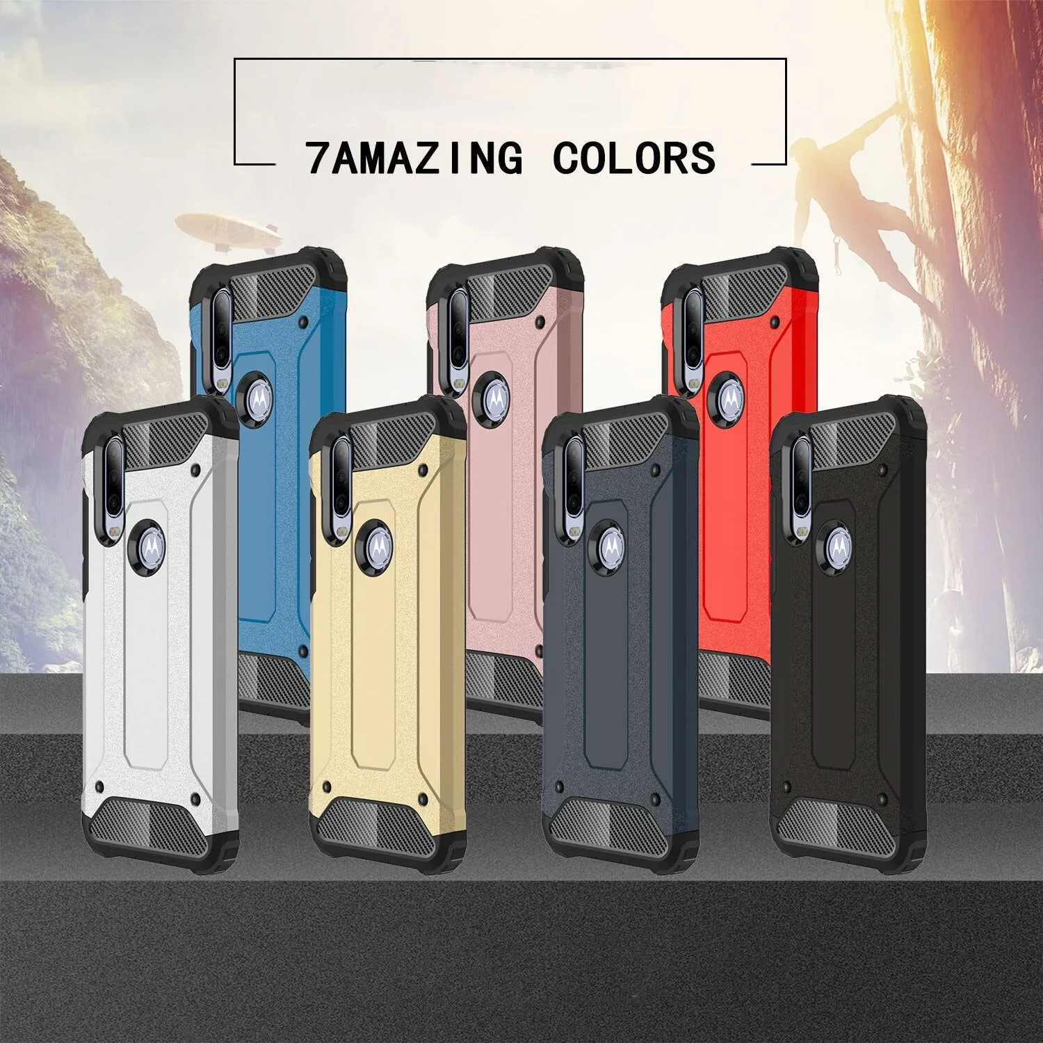 For Coque Motorola One Action Case 6.3 inch Heavy Armor Slim Hard Rubber Tough Silicone Phone Cover For Motorola One Action Case