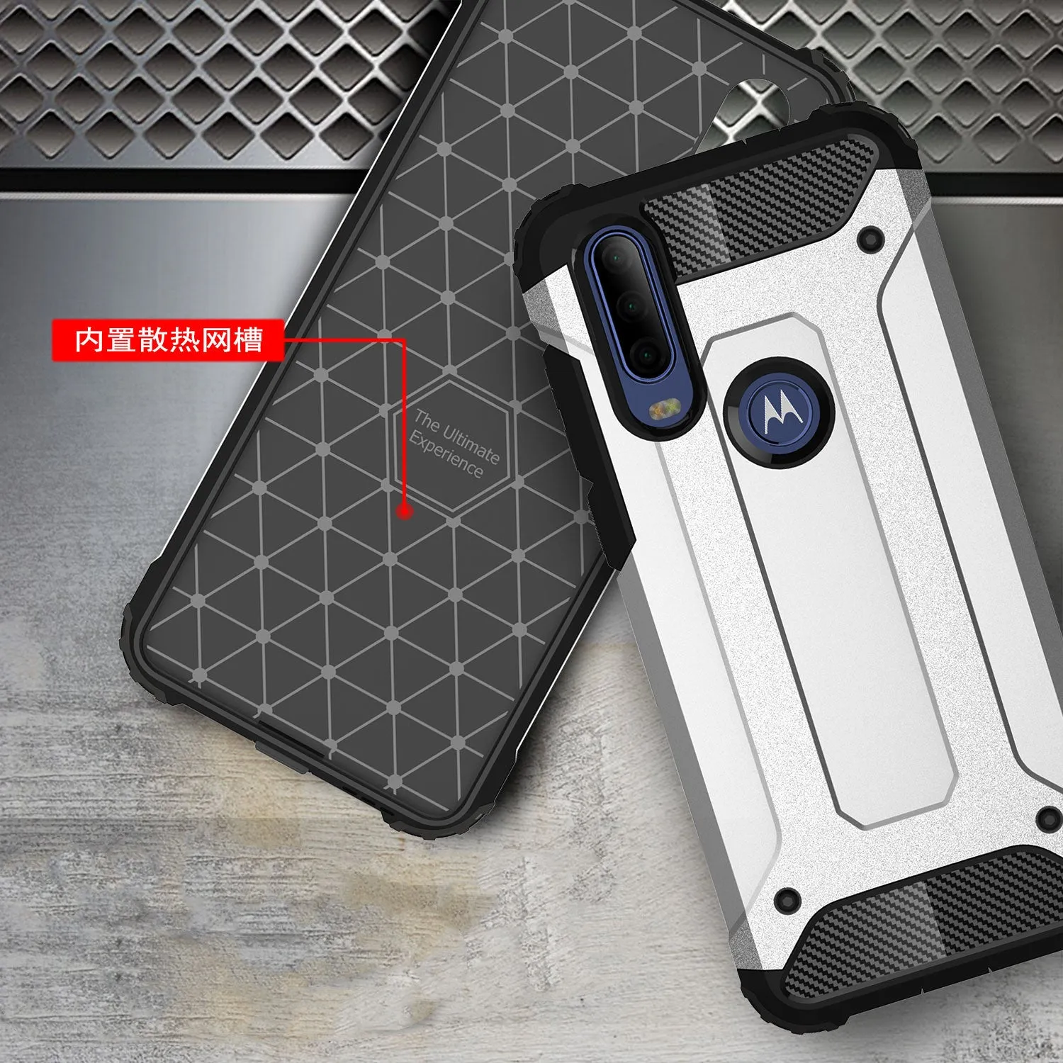 For Coque Motorola One Action Case 6.3 inch Heavy Armor Slim Hard Rubber Tough Silicone Phone Cover For Motorola One Action Case