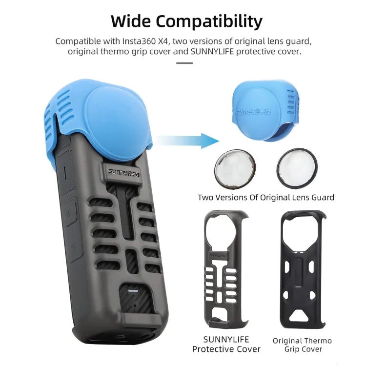 For Insta360 X4 Sunnylife Silicone Shockproof Case Lens Body Cover Kit(Black)