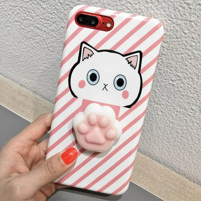 For iPhone 7 Plus 8 Plus 6 6S Plus Squishy Case Cute 3D Cat Seal Animal Stress Release Squish Cover For iPhone X 5S SE 6S 8 Plus