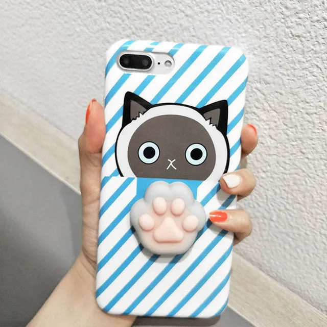 For iPhone 7 Plus 8 Plus 6 6S Plus Squishy Case Cute 3D Cat Seal Animal Stress Release Squish Cover For iPhone X 5S SE 6S 8 Plus