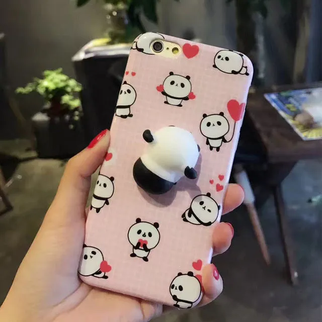 For iPhone 7 Plus 8 Plus 6 6S Plus Squishy Case Cute 3D Cat Seal Animal Stress Release Squish Cover For iPhone X 5S SE 6S 8 Plus