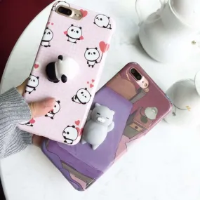 For iPhone 7 Plus 8 Plus 6 6S Plus Squishy Case Cute 3D Cat Seal Animal Stress Release Squish Cover For iPhone X 5S SE 6S 8 Plus