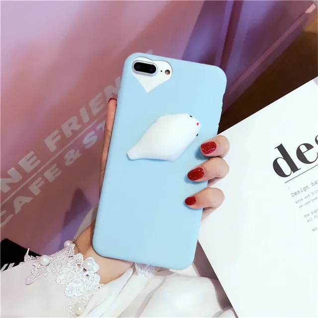 For iPhone 7 Plus 8 Plus 6 6S Plus Squishy Case Cute 3D Cat Seal Animal Stress Release Squish Cover For iPhone X 5S SE 6S 8 Plus