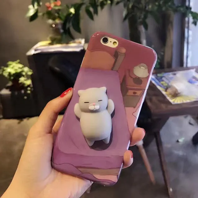 For iPhone 7 Plus 8 Plus 6 6S Plus Squishy Case Cute 3D Cat Seal Animal Stress Release Squish Cover For iPhone X 5S SE 6S 8 Plus