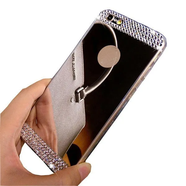 For Samsung Galaxy J1 J3 J5 J7 2016 S7 Edge S6 A3 A5 A7 Grand Prime Case Cover Rhinestone 3D Diamond Mirror TPU Soft Bling Cases