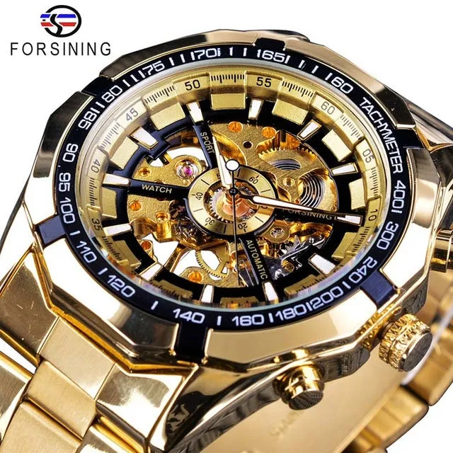 Forsining 2017 Silver Stainless Steel Waterproof Military Sport Casual Mechanical Watch