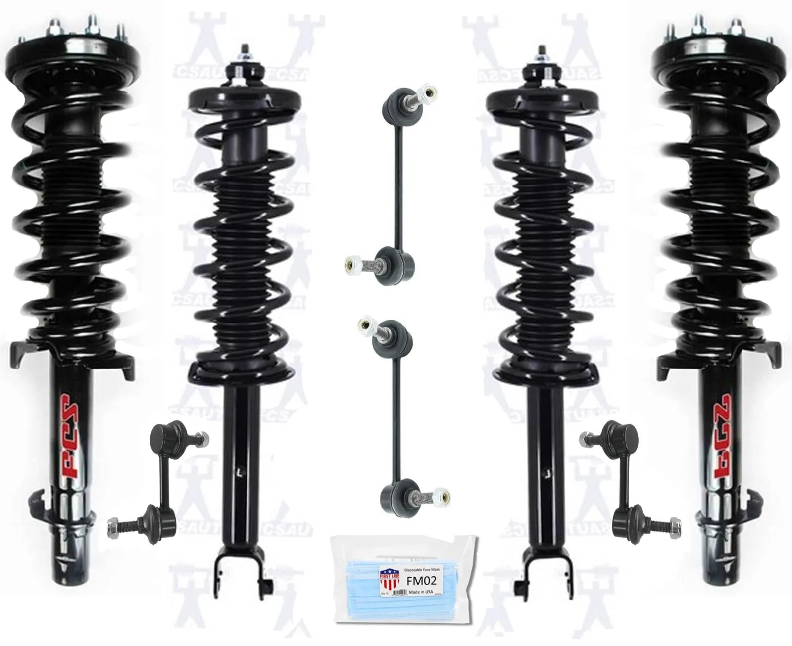 Frt Rr Complete Coil Spring Struts & Links for Front Wheel Drive 09-14 Acura TL