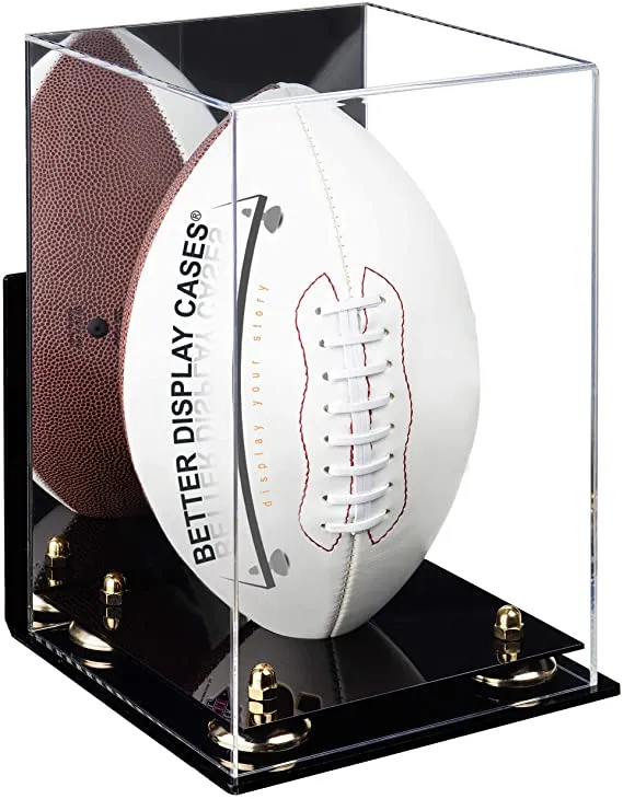 Full-Size Football Display Case Vertical - Mirror No Wall Mounts (B42/A060)