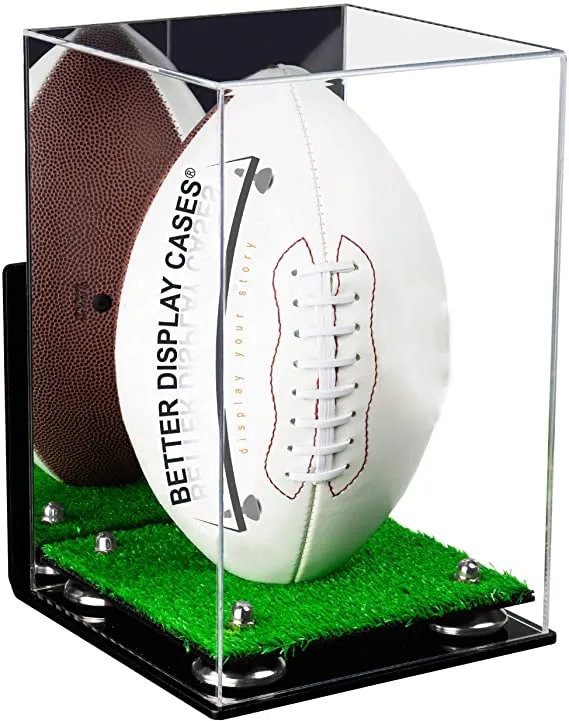 Full-Size Football Display Case Vertical - Mirror No Wall Mounts (B42/A060)