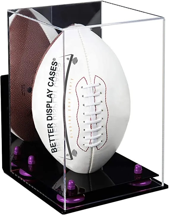 Full-Size Football Display Case Vertical - Mirror No Wall Mounts (B42/A060)