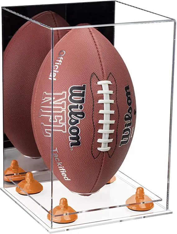 Full-Size Football Display Case Vertical - Mirror No Wall Mounts (B42/A060)