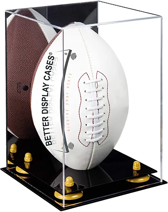 Full-Size Football Display Case Vertical - Mirror No Wall Mounts (B42/A060)