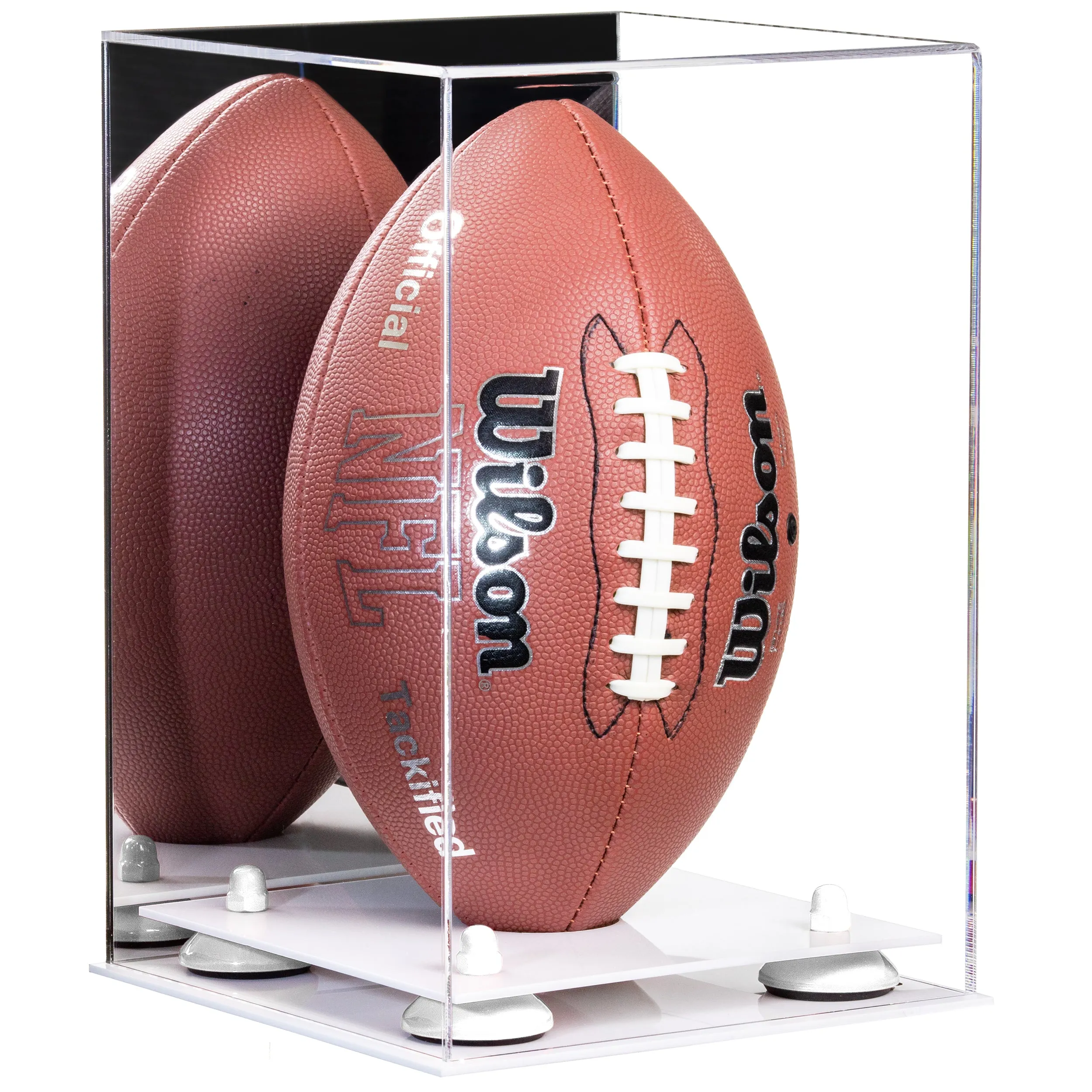 Full-Size Football Display Case Vertical - Mirror No Wall Mounts (B42/A060)