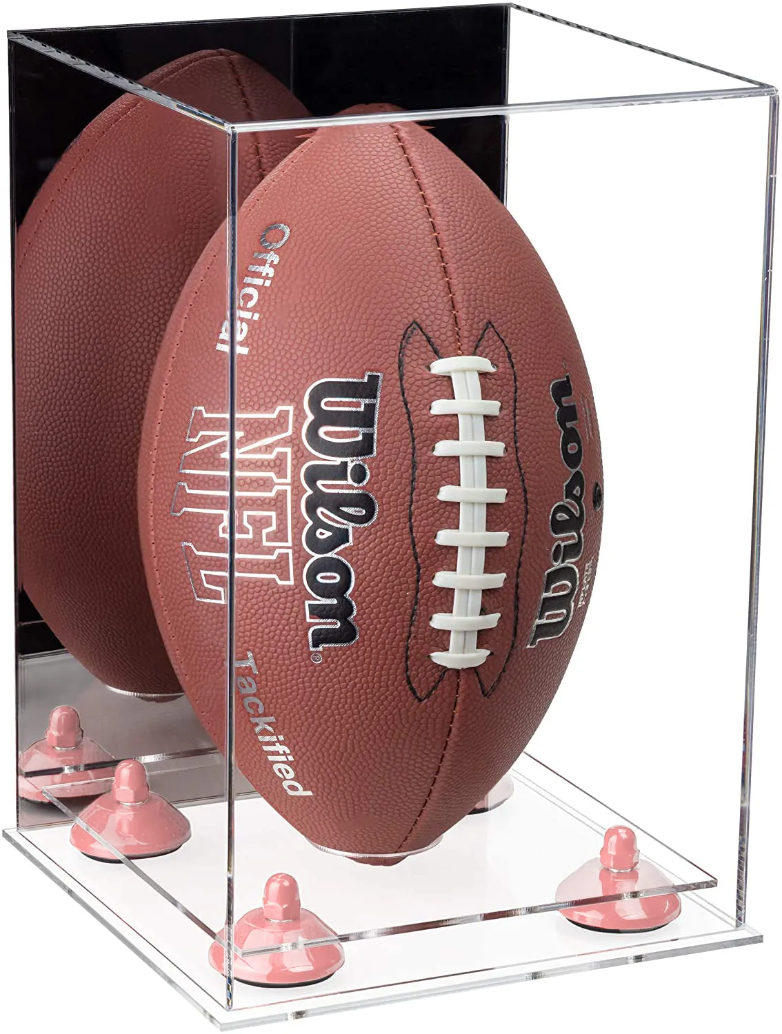 Full-Size Football Display Case Vertical - Mirror No Wall Mounts (B42/A060)