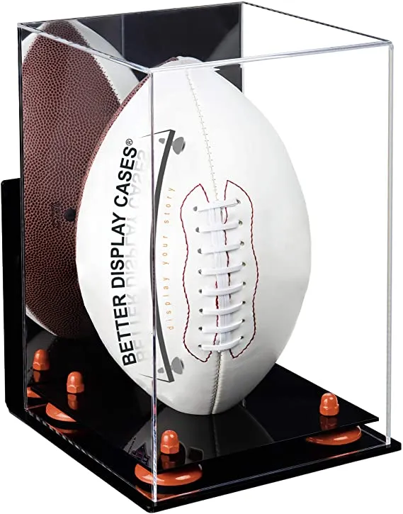 Full-Size Football Display Case Vertical - Mirror No Wall Mounts (B42/A060)