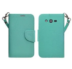 Galaxy Go Prime Case / Grand Prime Wallet Case, Wrist Strap Flip [Kickstand] Pu Leather Wallet Case with ID&Credit Card Slot, Teal