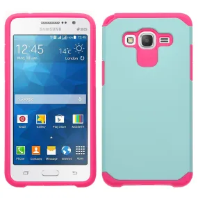 Galaxy Go Prime Case, Samsung Grand Prime Case, [Impact Resistant] Slim Hybrid Dual Layer Armor Defender Protective Case Cover for Galaxy Go Prime / Grand Prime - Teal/Hot Pink