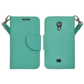 Galaxy Light Case, Wrist Strap Flip Folio [Kickstand Feature] Pu Leather Wallet Case with ID & Credit Card Slots - Teal